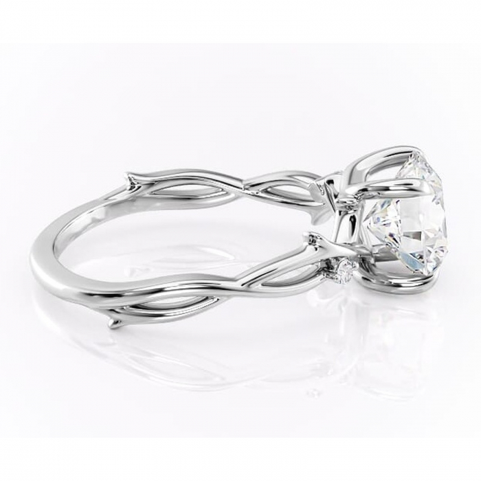 Inel de logodnă Thalina din aur Alb 14kt cu moissanite tăietură rotundă – Solitar rafinată pentru profil mediu | Personalizează și configurează gratuit online [2]