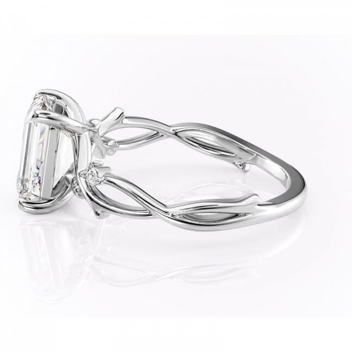 Inel de logodnă Thalina din aur Alb 14kt cu moissanite tăietură smarald – Solitar rafinată pentru profil mediu | Personalizează și configurează gratuit online [6]