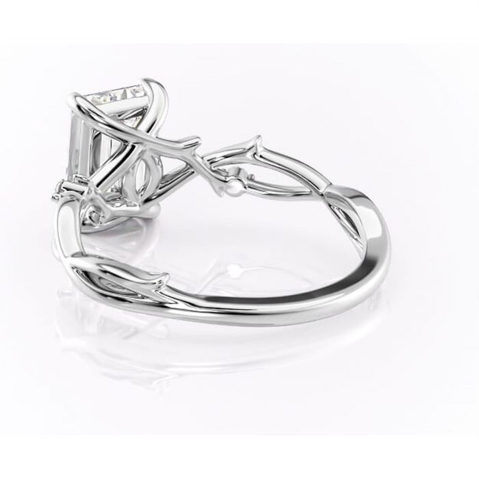 Inel de logodnă Thalina din aur Alb 14kt cu moissanite tăietură smarald – Solitar rafinată pentru profil mediu | Personalizează și configurează gratuit online [4]