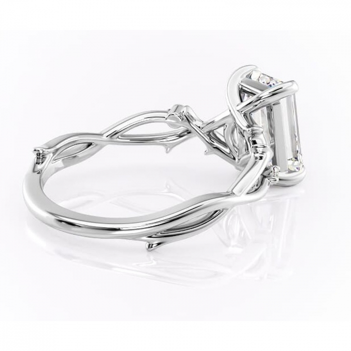 Inel de logodnă Thalina din aur Alb 14kt cu moissanite tăietură smarald – Solitar rafinată pentru profil mediu | Personalizează și configurează gratuit online [3]