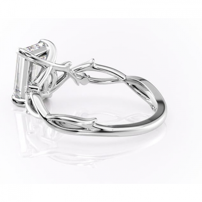 Inel de logodnă Thalina din aur Alb 14kt cu moissanite tăietură smarald – Solitar rafinată pentru profil mediu | Personalizează și configurează gratuit online [5]