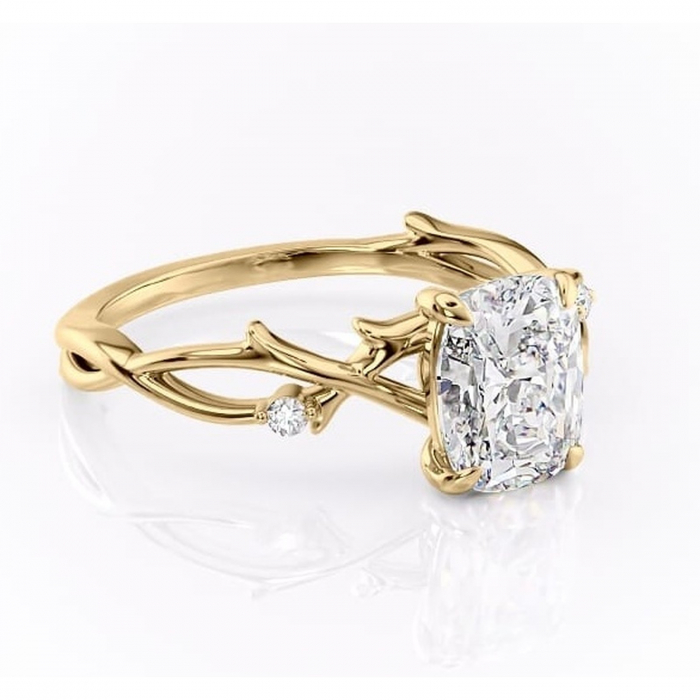 Inel de logodnă Thalina din aur Galben 14kt cu moissanite tăietură pernă – Solitar rafinată pentru profil mediu | Personalizează și configurează gratuit online [1]