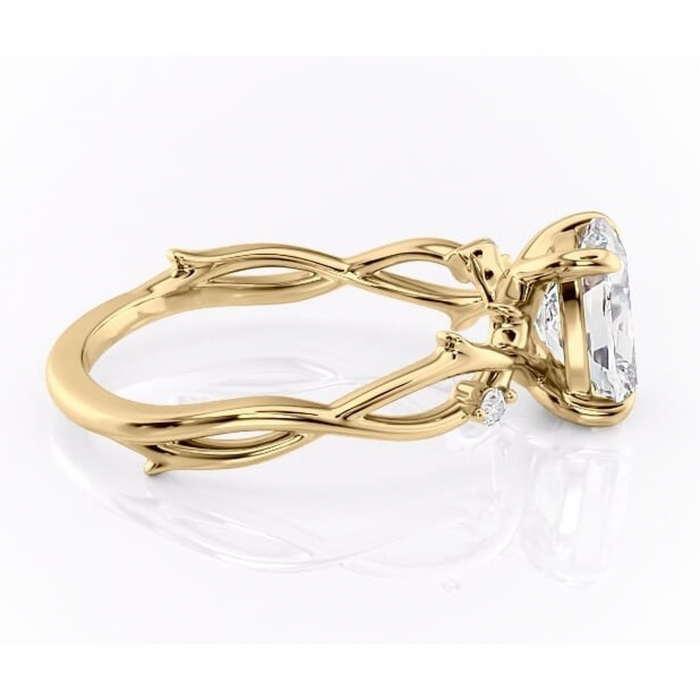 Inel de logodnă Thalina din aur Galben 14kt cu moissanite tăietură pernă – Solitar rafinată pentru profil mediu | Personalizează și configurează gratuit online [2]