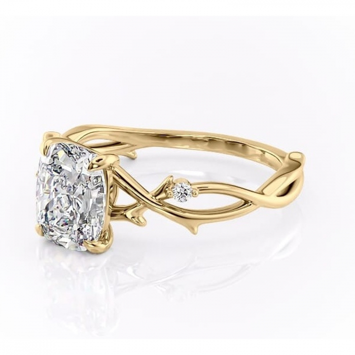 Inel de logodnă Thalina din aur Galben 14kt cu moissanite tăietură pernă – Solitar rafinată pentru profil mediu | Personalizează și configurează gratuit online [7]