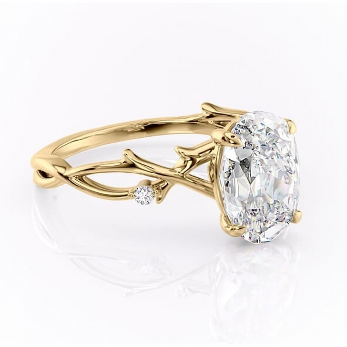 Inel de logodnă Thalina din aur Galben 14kt cu moissanite tăietură ovală – Solitar rafinată pentru profil mediu | Personalizează și configurează gratuit online [1]