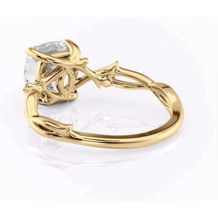 Inel de logodnă Thalina din aur Galben 18kt cu moissanite tăietură pernă – Solitar rafinată pentru profil mediu | Personalizează și configurează gratuit online [4]