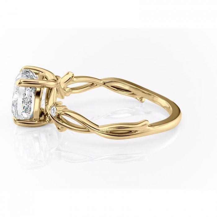 Inel de logodnă Thalina din aur Galben 18kt cu moissanite tăietură pernă – Solitar rafinată pentru profil mediu | Personalizează și configurează gratuit online [6]