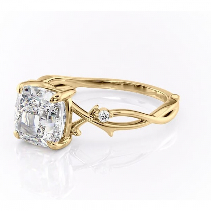 Inel de logodnă Thalina din aur Galben 18kt cu moissanite tăietură pernă – Solitar rafinată pentru profil mediu | Personalizează și configurează gratuit online [7]