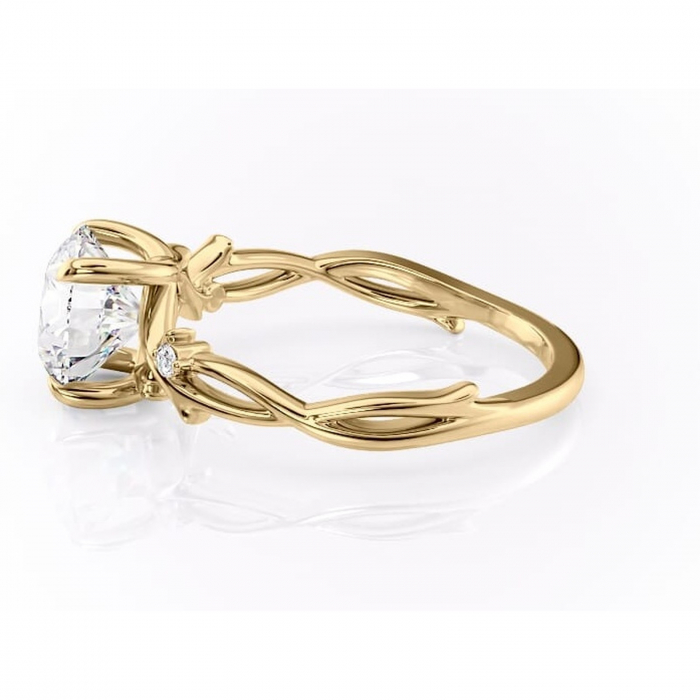 Inel de logodnă Thalina din aur Galben 14kt cu moissanite tăietură rotundă – Solitar rafinată pentru profil mediu | Personalizează și configurează gratuit online [6]