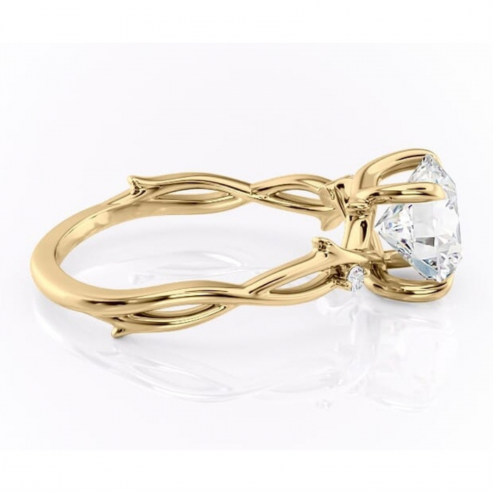 Inel de logodnă Thalina din aur Galben 14kt cu moissanite tăietură rotundă – Solitar rafinată pentru profil mediu | Personalizează și configurează gratuit online [2]