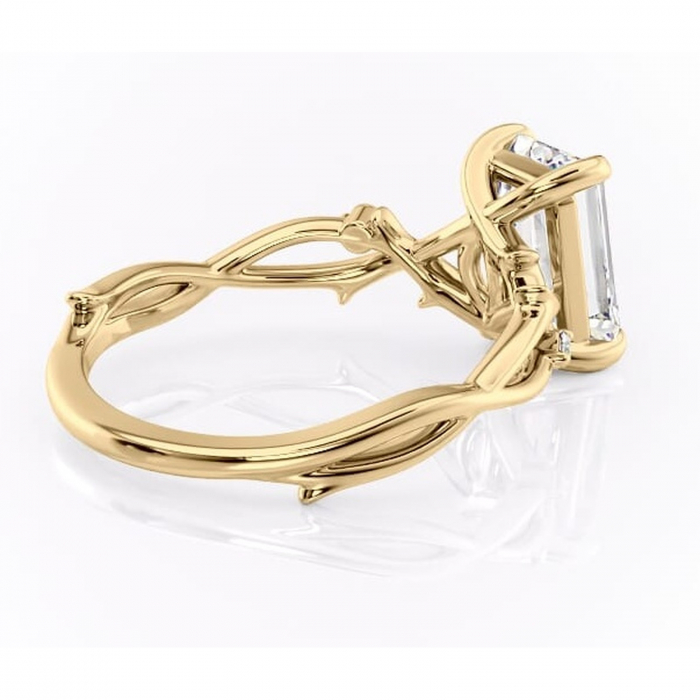 Inel de logodnă Thalina din aur Galben 14kt cu moissanite tăietură smarald – Solitar rafinată pentru profil mediu | Personalizează și configurează gratuit online [3]