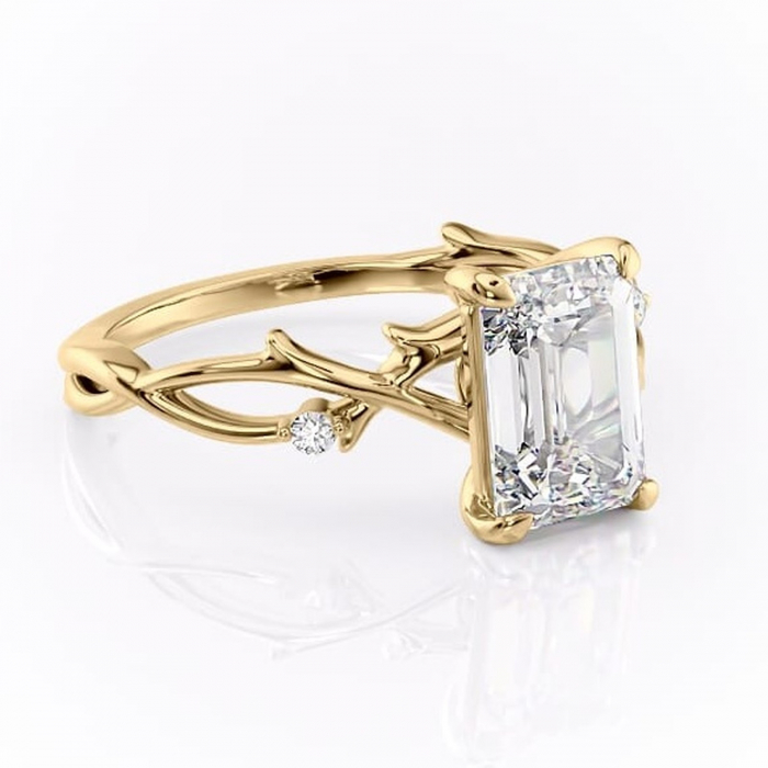 Inel de logodnă Thalina din aur Galben 14kt cu moissanite tăietură smarald – Solitar rafinată pentru profil mediu | Personalizează și configurează gratuit online [1]