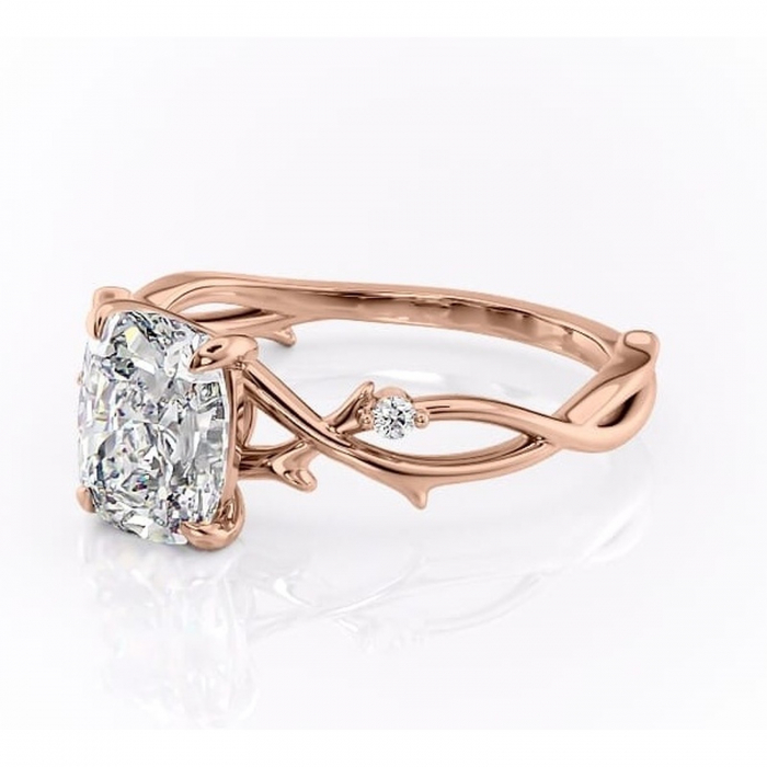 Inel de logodnă Thalina din aur Rose 14kt cu moissanite tăietură pernă – Solitar rafinată pentru profil mediu | Personalizează și configurează gratuit online [7]