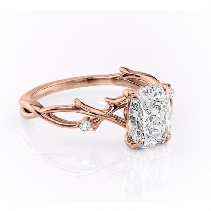Inel de logodnă Thalina din aur Rose 14kt cu moissanite tăietură pernă – Solitar rafinată pentru profil mediu | Personalizează și configurează gratuit online [1]