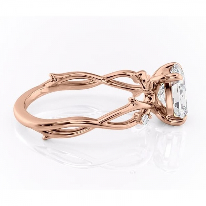 Inel de logodnă Thalina din aur Rose 14kt cu moissanite tăietură pernă – Solitar rafinată pentru profil mediu | Personalizează și configurează gratuit online [2]