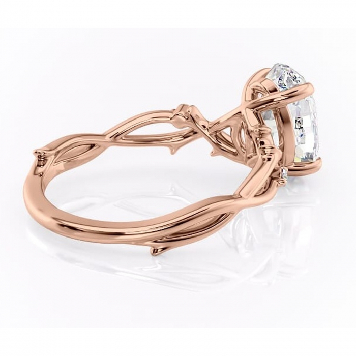 Inel de logodnă Thalina din aur Rose 14kt cu moissanite tăietură ovală – Solitar rafinată pentru profil mediu | Personalizează și configurează gratuit online [3]