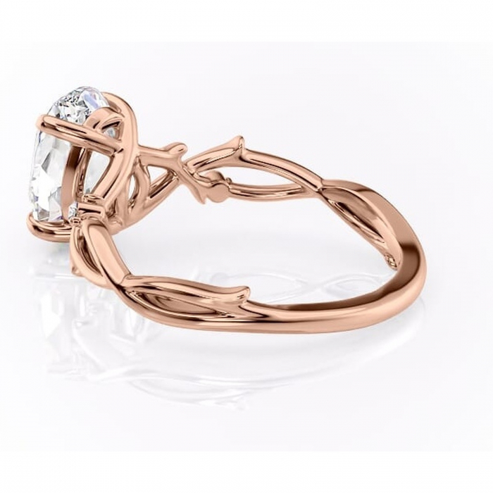 Inel de logodnă Thalina din aur Rose 14kt cu moissanite tăietură ovală – Solitar rafinată pentru profil mediu | Personalizează și configurează gratuit online [5]