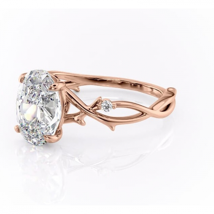 Inel de logodnă Thalina din aur Rose 14kt cu moissanite tăietură ovală – Solitar rafinată pentru profil mediu | Personalizează și configurează gratuit online [7]