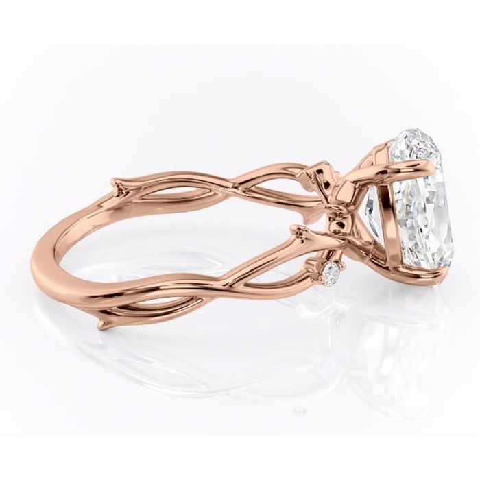 Inel de logodnă Thalina din aur Rose 14kt cu moissanite tăietură ovală – Solitar rafinată pentru profil mediu | Personalizează și configurează gratuit online [2]