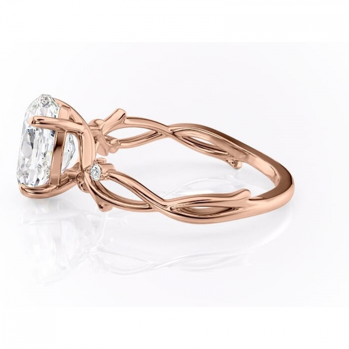 Inel de logodnă Thalina din aur Rose 14kt cu moissanite tăietură ovală – Solitar rafinată pentru profil mediu | Personalizează și configurează gratuit online [6]