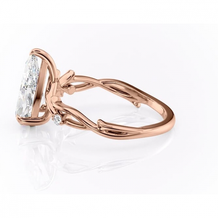 Inel de logodnă Thalina din aur Rose 14kt cu moissanite tăietură pară – Solitar rafinată pentru profil mediu | Personalizează și configurează gratuit online [6]