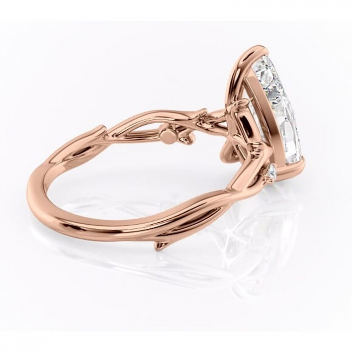 Inel de logodnă Thalina din aur Rose 14kt cu moissanite tăietură pară – Solitar rafinată pentru profil mediu | Personalizează și configurează gratuit online [3]
