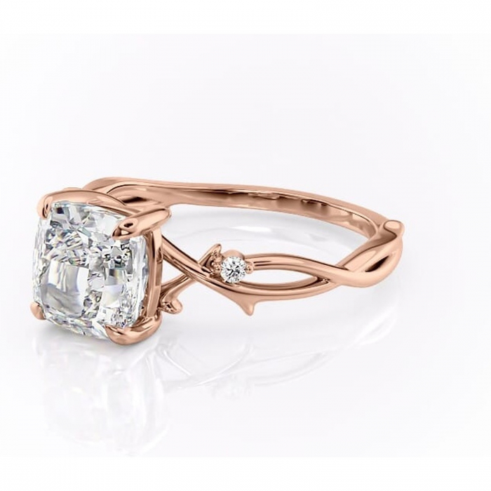 Inel de logodnă Thalina din aur Rose 14kt cu moissanite tăietură pernă – Solitar rafinată pentru profil mediu | Personalizează și configurează gratuit online [7]