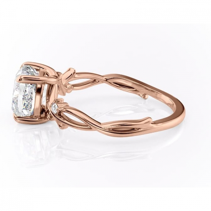 Inel de logodnă Thalina din aur Rose 14kt cu moissanite tăietură pernă – Solitar rafinată pentru profil mediu | Personalizează și configurează gratuit online [6]