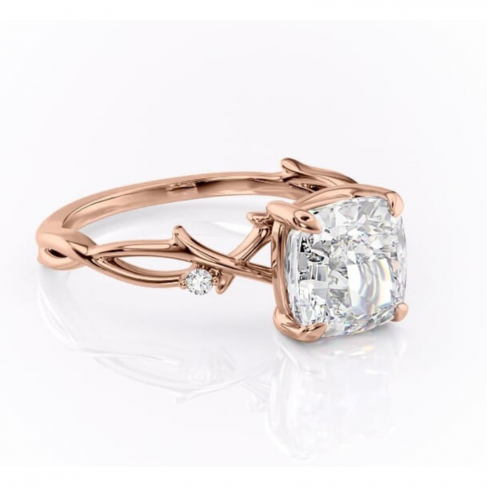 Inel de logodnă Thalina din aur Rose 14kt cu moissanite tăietură pernă – Solitar rafinată pentru profil mediu | Personalizează și configurează gratuit online [1]