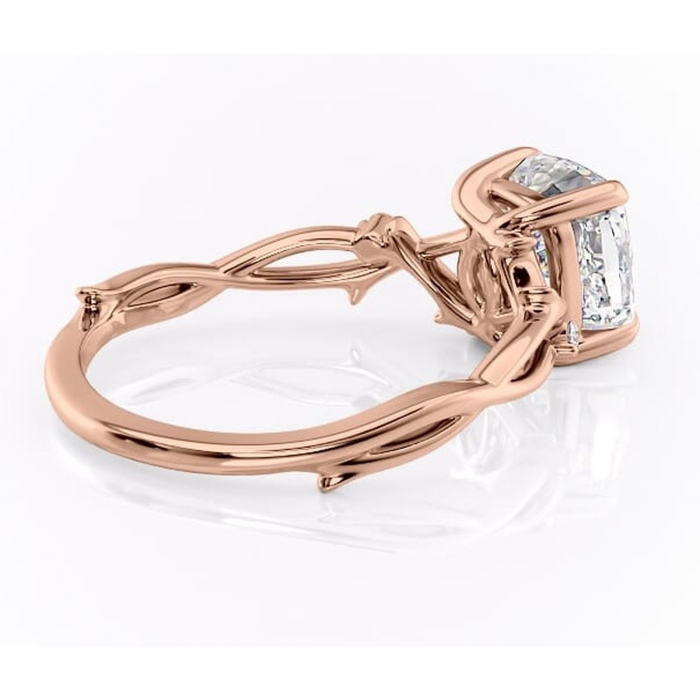 Inel de logodnă Thalina din aur Rose 14kt cu moissanite tăietură pernă – Solitar rafinată pentru profil mediu | Personalizează și configurează gratuit online [3]