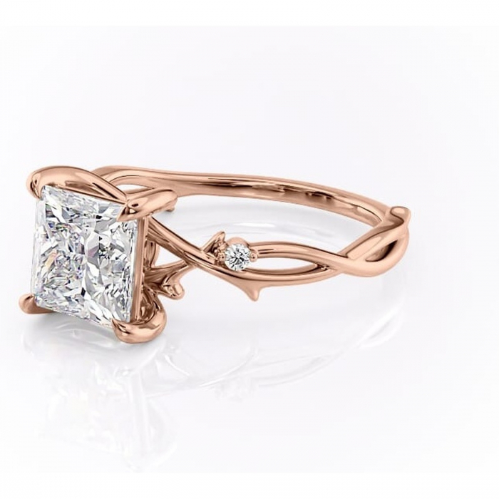 Inel de logodnă Thalina din aur Rose 14kt cu moissanite tăietură princess – Solitar rafinată pentru profil mediu | Personalizează și configurează gratuit online [7]