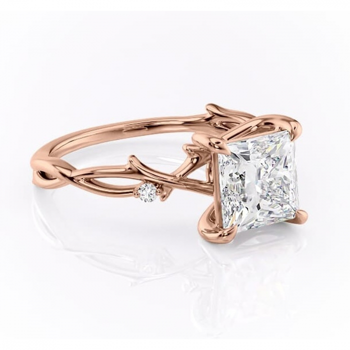 Inel de logodnă Thalina din aur Rose 14kt cu moissanite tăietură princess – Solitar rafinată pentru profil mediu | Personalizează și configurează gratuit online [1]