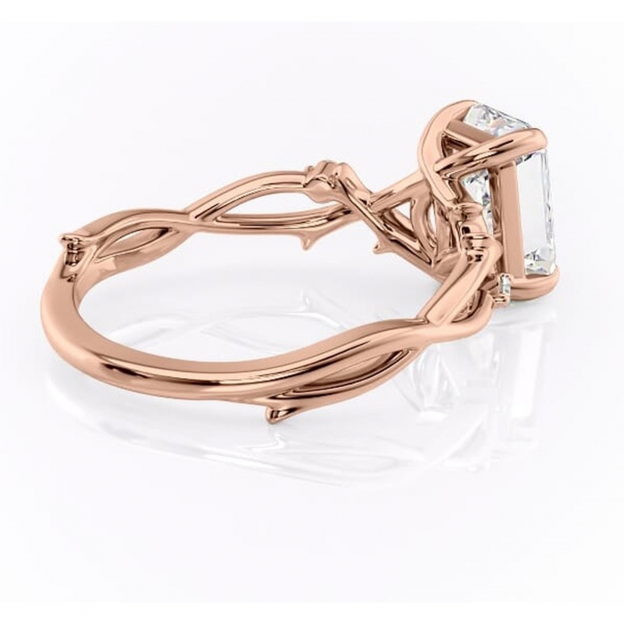 Inel de logodnă Thalina din aur Rose 14kt cu moissanite tăietură radiantă – Solitar rafinată pentru profil mediu | Personalizează și configurează gratuit online [3]
