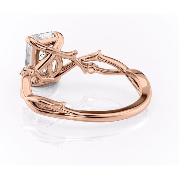 Inel de logodnă Thalina din aur Rose 14kt cu moissanite tăietură radiantă – Solitar rafinată pentru profil mediu | Personalizează și configurează gratuit online [4]
