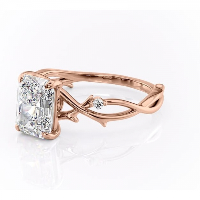 Inel de logodnă Thalina din aur Rose 14kt cu moissanite tăietură radiantă – Solitar rafinată pentru profil mediu | Personalizează și configurează gratuit online [7]