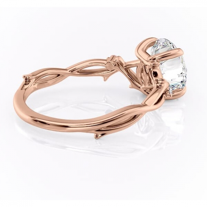 Inel de logodnă Thalina din aur Rose 18kt cu moissanite tăietură rotundă – Solitar rafinată pentru profil mediu | Personalizează și configurează gratuit online [3]