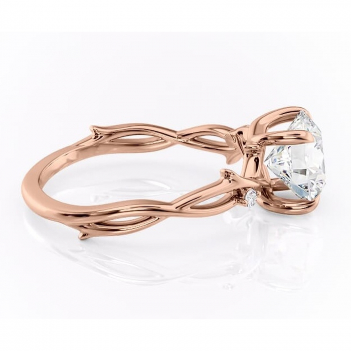 Inel de logodnă Thalina din aur Rose 18kt cu moissanite tăietură rotundă – Solitar rafinată pentru profil mediu | Personalizează și configurează gratuit online [2]