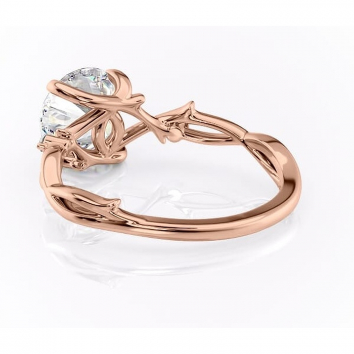 Inel de logodnă Thalina din aur Rose 18kt cu moissanite tăietură rotundă – Solitar rafinată pentru profil mediu | Personalizează și configurează gratuit online [4]