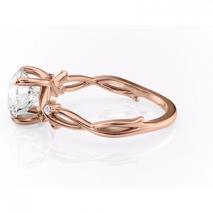 Inel de logodnă Thalina din aur Rose 18kt cu moissanite tăietură rotundă – Solitar rafinată pentru profil mediu | Personalizează și configurează gratuit online [6]