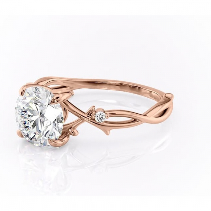 Inel de logodnă Thalina din aur Rose 18kt cu moissanite tăietură rotundă – Solitar rafinată pentru profil mediu | Personalizează și configurează gratuit online [7]