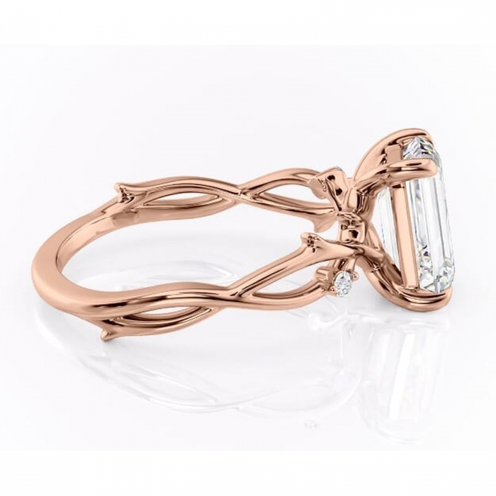 Inel de logodnă Thalina din aur Rose 18kt cu moissanite tăietură smarald – Solitar rafinată pentru profil mediu | Personalizează și configurează gratuit online [2]