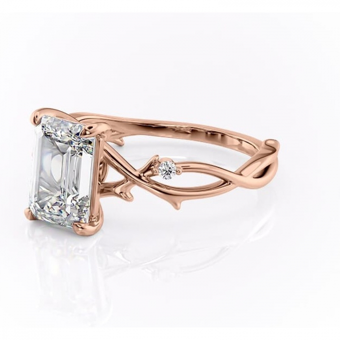 Inel de logodnă Thalina din aur Rose 18kt cu moissanite tăietură smarald – Solitar rafinată pentru profil mediu | Personalizează și configurează gratuit online [7]