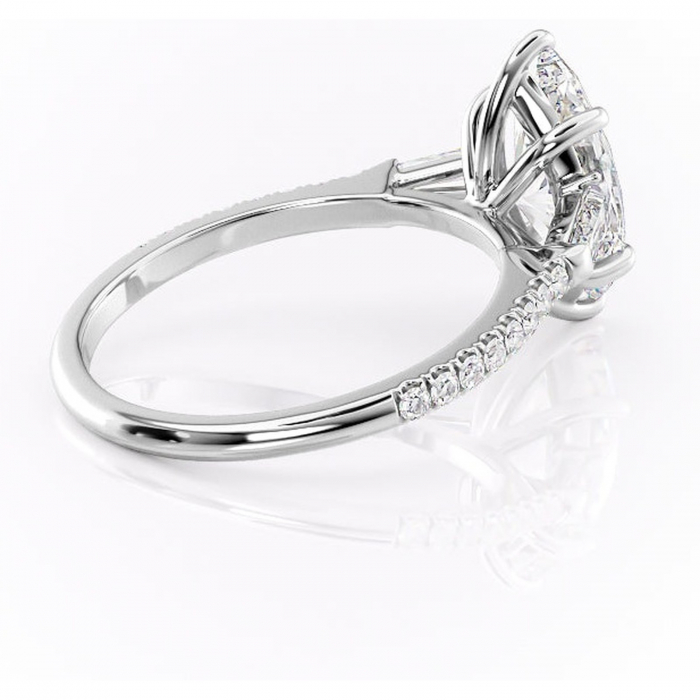 Inel de logodnă Theodora din aur Alb 14kt cu moissanite tăietură marquise – Montură cu trei pietre rafinată pentru profil înalt | Personalizează și configurează gratuit online [3]