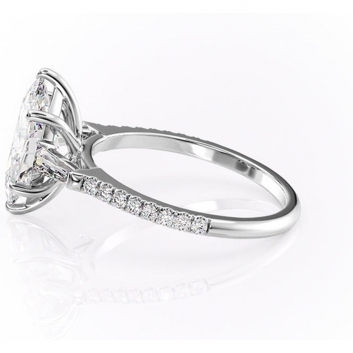 Inel de logodnă Theodora din aur Alb 14kt cu moissanite tăietură marquise – Montură cu trei pietre rafinată pentru profil înalt | Personalizează și configurează gratuit online [6]