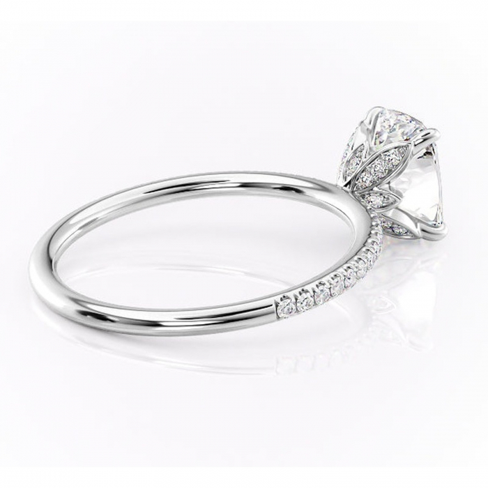 Inel de logodnă Topaz din aur Alb 14kt cu moissanite tăietură asscher – Montură pavé rafinată pentru profil înalt | Personalizează și configurează gratuit online [3]