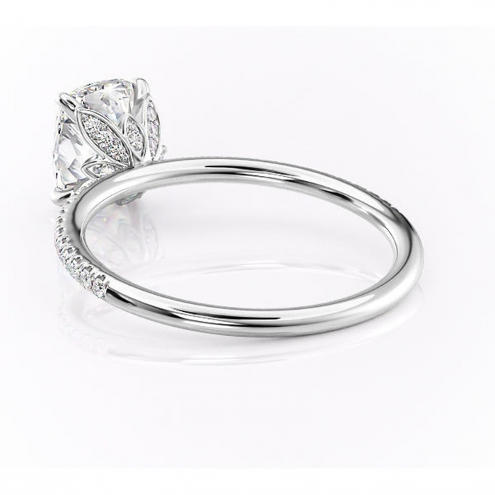 Inel de logodnă Topaz din aur Alb 14kt cu moissanite tăietură asscher – Montură pavé rafinată pentru profil înalt | Personalizează și configurează gratuit online [4]