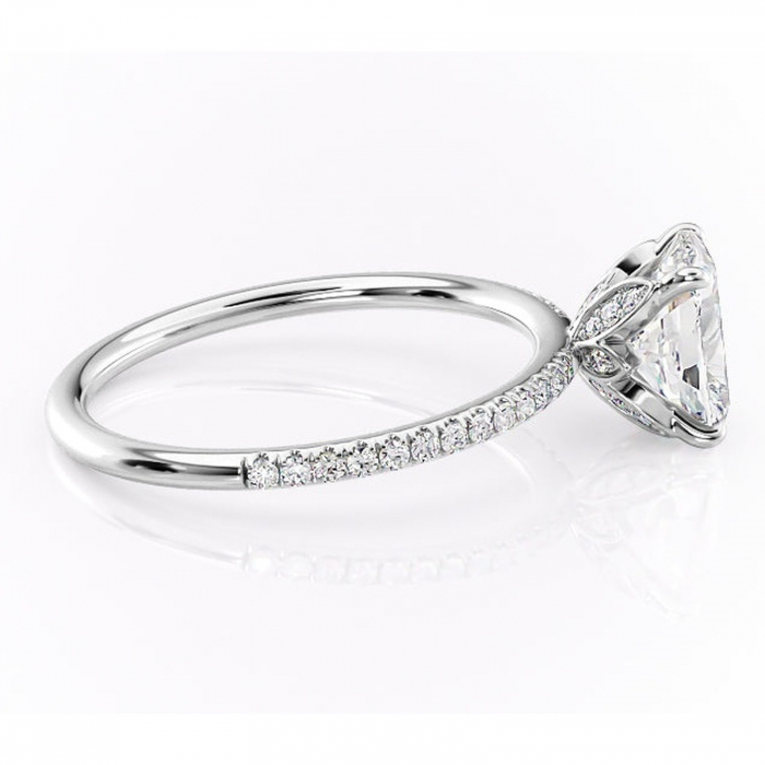 Inel de logodnă Topaz din aur Alb 14kt cu moissanite tăietură asscher – Montură pavé rafinată pentru profil înalt | Personalizează și configurează gratuit online [2]