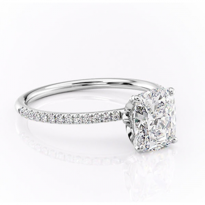 Inel de logodnă Topaz din aur Alb 14kt cu moissanite tăietură asscher – Montură pavé rafinată pentru profil înalt | Personalizează și configurează gratuit online [1]