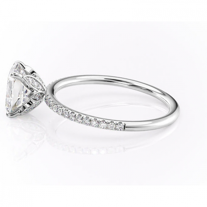 Inel de logodnă Topaz din aur Alb 14kt cu moissanite tăietură asscher – Montură pavé rafinată pentru profil înalt | Personalizează și configurează gratuit online [6]