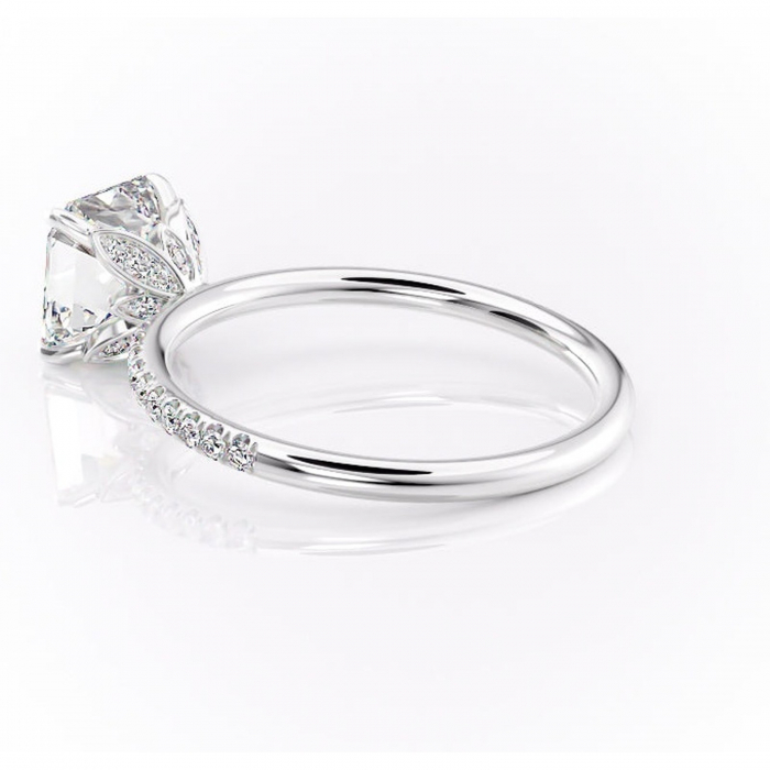 Inel de logodnă Topaz din aur Alb 14kt cu moissanite tăietură asscher – Montură pavé rafinată pentru profil înalt | Personalizează și configurează gratuit online [5]